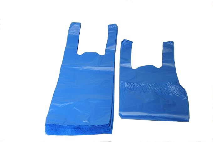200 Black Easy Open & Easy-tie Handle 15" Strong Leak- Proof Poop Bags, Dog Waste Bags Made in USA (not on rolls) (Blue)