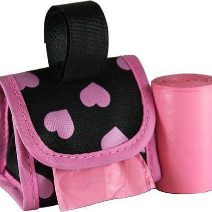 Five Star Pet Purse Style Dispenser with 2 Rolls Made in USA Easy Open Poop Bags Dog Waste Bags (Pink Heart)