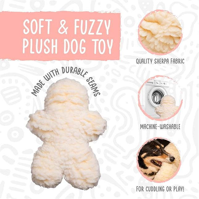 HuggleHounds Plush Dog Toy - Fuzzy Dog Toy, Plush, Soft Fleece, Interactive, Durable, For Small and Large Breeds, Puppy Toy - HuggleFleece Beige Man, Small