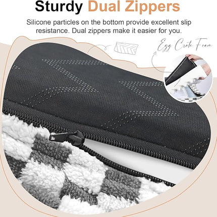 Large Dog Bed Orthopedic Washable: Beds Bolster XL Bed Big XLarge Dogs Egg Crate Foam Couch Sofa Waterproof with Removable Cover - Dark Grey Grid