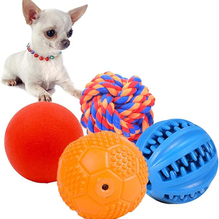 Puppy Balls - Pack with Different Functions & Teething Toys for Small Dogs, Squeaky Dog Balls, Rubber Chew Toys for Enrichment