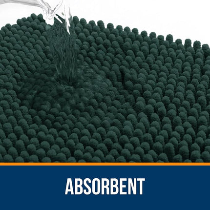 OLANLY Bathroom Rugs 59x24, Extra Soft Absorbent Chenille Bath Rugs, Rubber Backing Quick Dry, Machine Washable Bath Mats for Bathroom Floor, Tub and Shower, Home Decor Accessories, Blackish Green