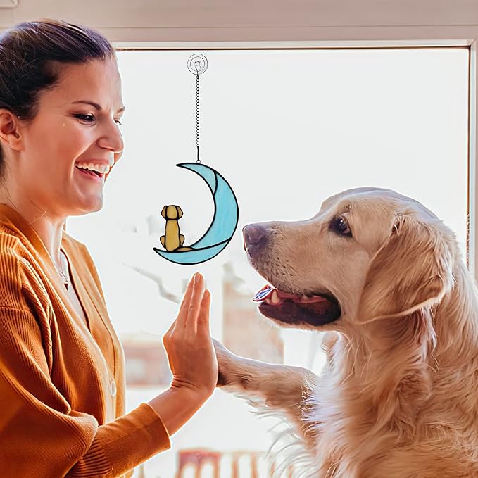 BOXCASA Dog Memorial Gifts for Stained Glass Window Hanging,Suncatcher for Window,Sympathy Gifts for Dog Lovers,Loss of Pet Sympathy Gift,Pet Memorial Gift