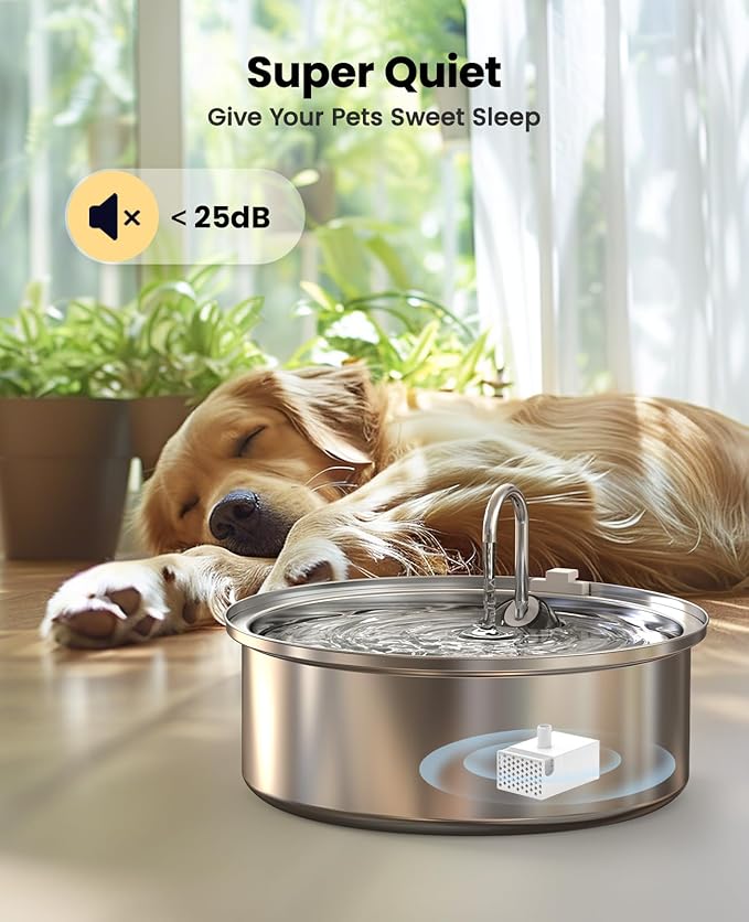 oneisall Replacement Pump for PWF-002-B, Replacement Pump for Dog Water Fountain with Light, Water Fountain for Cats Inside Ultra Quiet Water Pump with 4.9 ft Power Cable