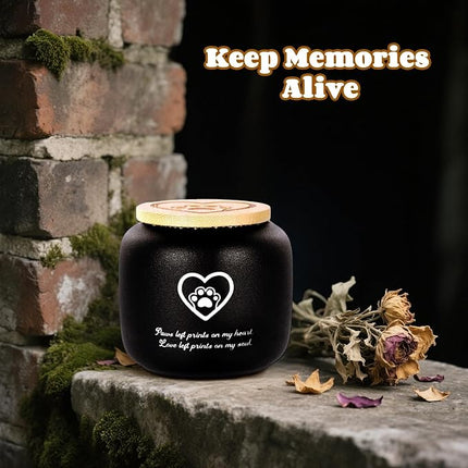 HappyTails Ceramic Pet Ash Urn for Small/Medium Cats & Dogs, Funeral Cremation Urn, Memorial Keepsake Decorative Urns