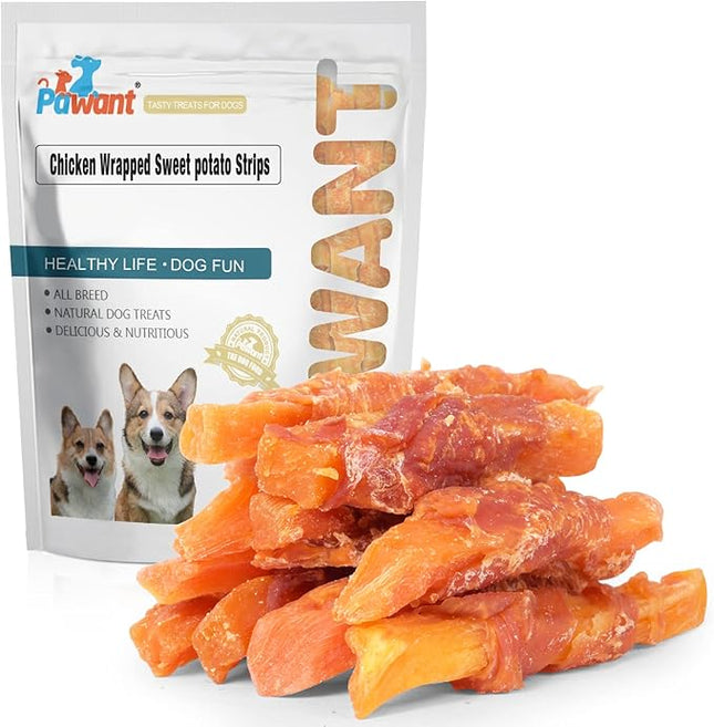 Dog Treats, Chicken Wrapped Sweet Potato Dog Snacks, Puppy Training Snacks Rawhide Free Treats 0.5lb/227g