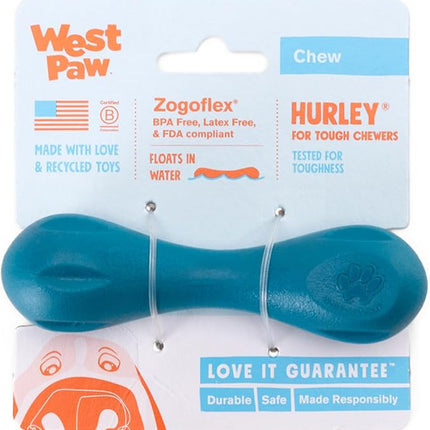 WEST PAW Hurley Dog Bone Chew Toy for Tough Chewers- Safe and Durable Fetch and Chew Toy for Dogs- Dishwasher Safe, Lightweight, Floatable, Made in USA - for Small Dogs - River Blue, XS