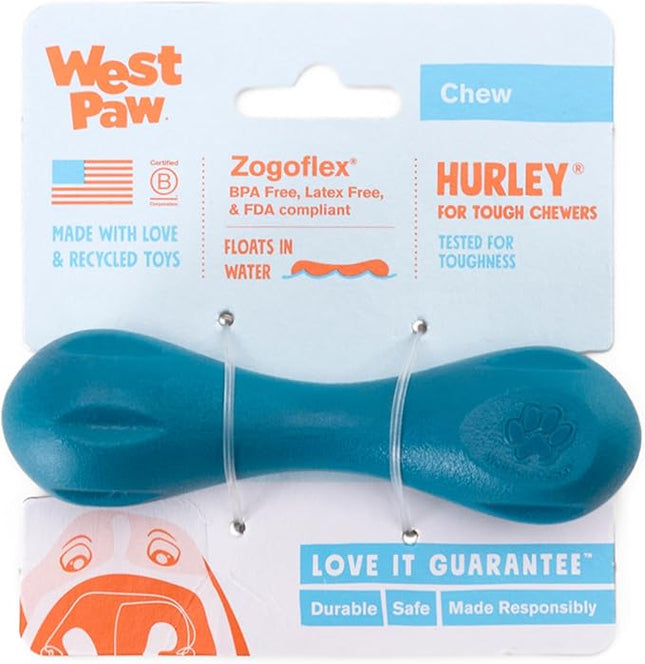WEST PAW Hurley Dog Bone Chew Toy for Tough Chewers- Safe and Durable Fetch and Chew Toy for Dogs- Dishwasher Safe, Lightweight, Floatable, Made in USA - for Small Dogs - River Blue, XS