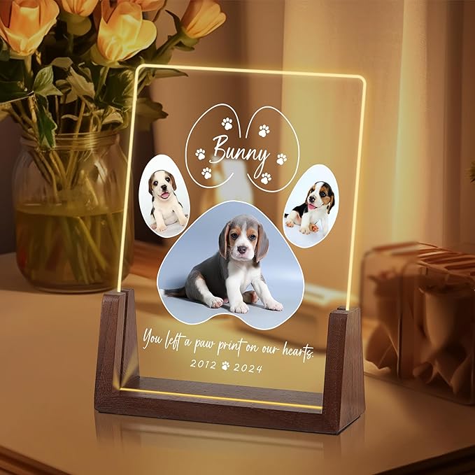 Pet Memorial Gifts for Dogs, Dog Memorial Gifts for Loss of Dog, Pet Remembrance Gift Dog, Cat Loss Sympathy Gift, Dog Memorial Night Light, Pet Memorial Gifts Cat, Pet Memorial Acrylic Plaque