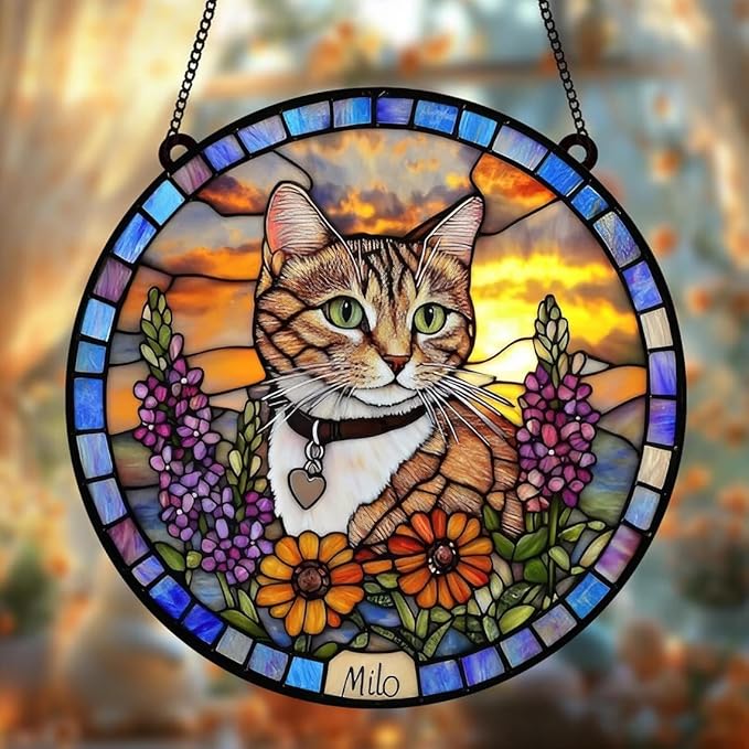 Custom Dog Portrait Stained Glass Suncatcher, Pet Memorial Stained Glass Photo Suncatcher, Staineds Glass Dog Memorial, Loss of Dogs Sympathy Gift Personalized, Pet Loss Gifts /11