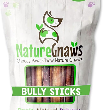 Nature Gnaws Small Bully Sticks for Dogs 5-6" (25 Count) - Long Lasting for Light Chewers and Puppies - Natural Thin Beef Dog Chew Bones - Rawhide Free