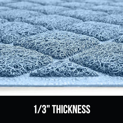 GORILLA GRIP Cat Litter Box Mat, 35x23, Water Resistant, US Designed Kitty Litter Trapping Mats, Easy to Clean, Scatter Control, Less Mess and Clean Floors, Kitten Supplies for Indoor Cats, Light Blue