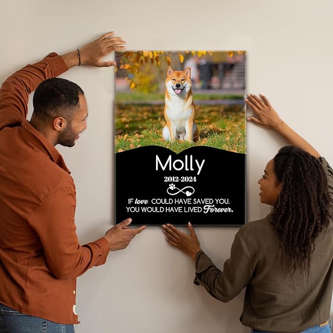 Personalized Pet Memorial Gifts for Dogs Customized Gifts for Dogs Cats Custom Loss of Pet Sympathy Gift Canvas Dog Loss Gift Canvas with Picture Name