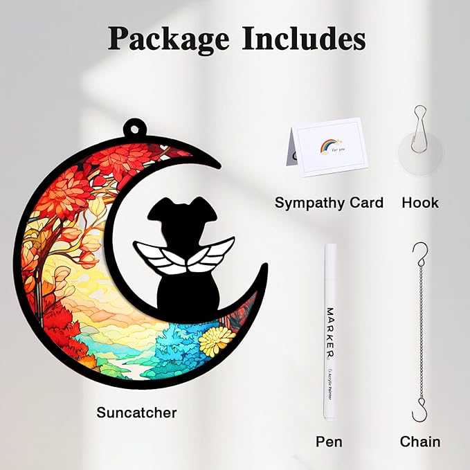 Dog Memorial Suncatcher, Dog Memorial Gifts for Loss of Dogs, Custom with Name Date Pet Sympathy Gifts for Grief Puppy Lovers, Personalized Pet Remembrance Ornaments for Window Hanging