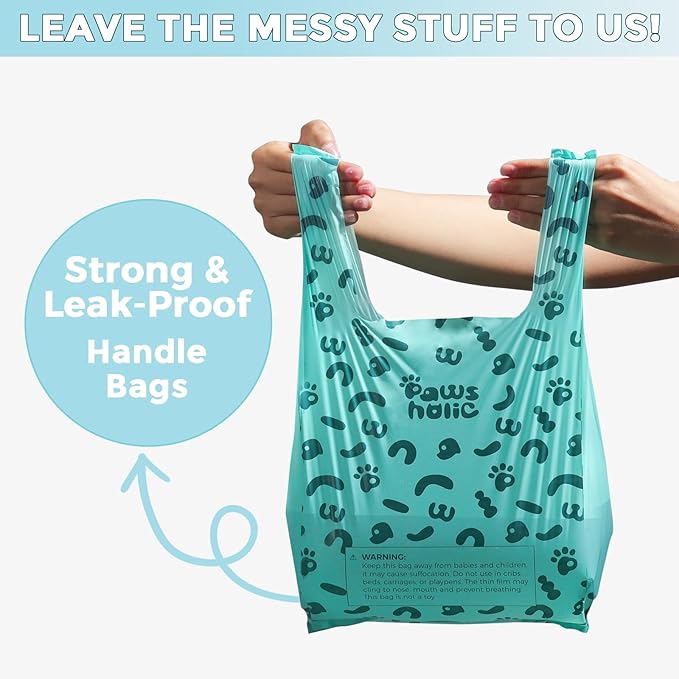 Cat Litter Disposal Bags and Dog Poop Bags with Handle, 360 Counts, Lavender Scented,Corn Starch Blend Extra Thick and Guaranteed Leak Proof Poop bags for Kitty and Doggy