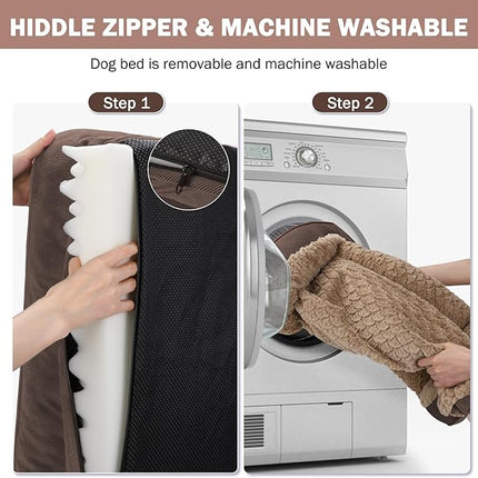 INVENHO Orthopedic Dog Bed for Large Dogs, Washable Waterproof, Egg-Crate Foam Dog Couch Bed with Washable Removable Cover, Waterproof Lining and Nonskid Bottom