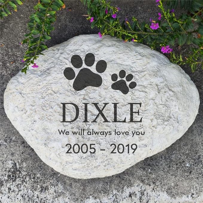Personalized Dog Pet Memorial Stones Loss Stones - Engraved Name and Dates Pet Dog Garden Stones Grave Markers Headstones, Sympathy Pet Dog Memorial Gifts Loss Gifts Outdoor - 11"×8"