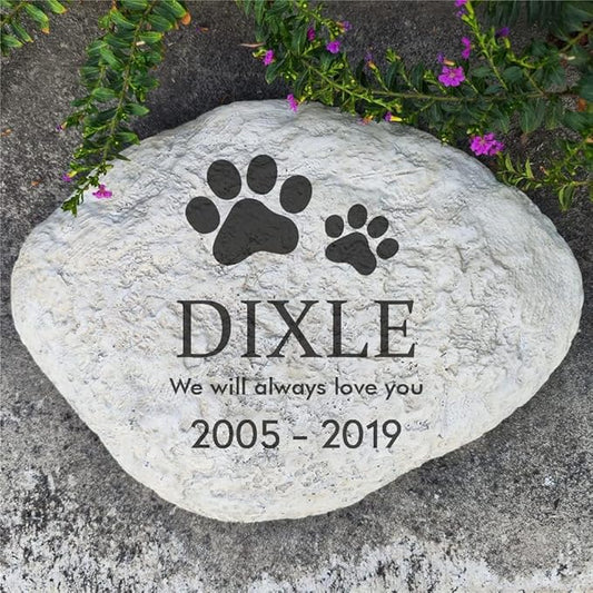 Personalized Dog Pet Memorial Stones Loss Stones - Engraved Name and Dates Pet Dog Garden Stones Grave Markers Headstones, Sympathy Pet Dog Memorial Gifts Loss Gifts Outdoor - 11"×8"