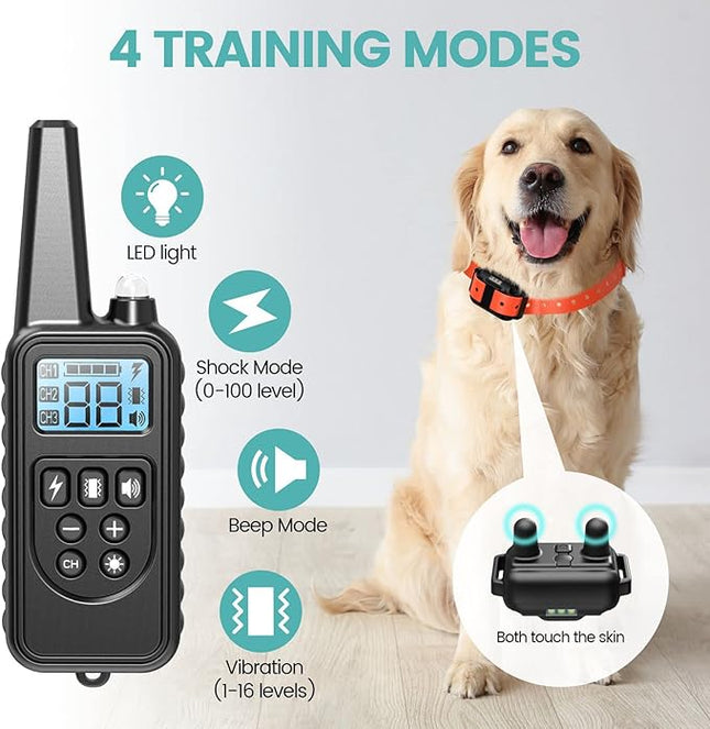 F-color Dog Shock Collar 3 Pack - Dog Training Collar with Remote IP65 Waterproof E Collar for Dogs Training with Light Shock Vibrate and Beep Collars for Small Medium Large Beeds