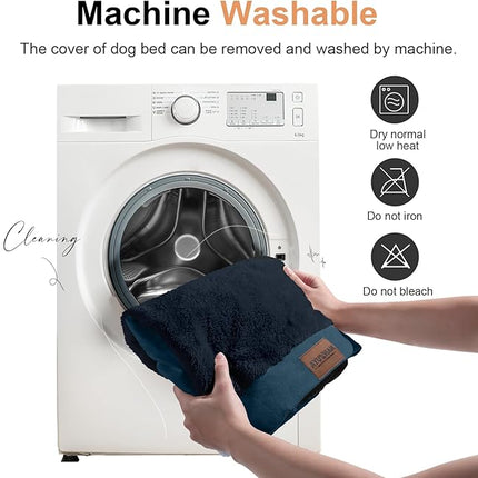 Large Dog Bed Orthopedic Washable: Extra Large Sized Beds for Jumbo Dogs Egg Crate Foam Sofa Couch Waterproof Removable Cover - Navy Blue