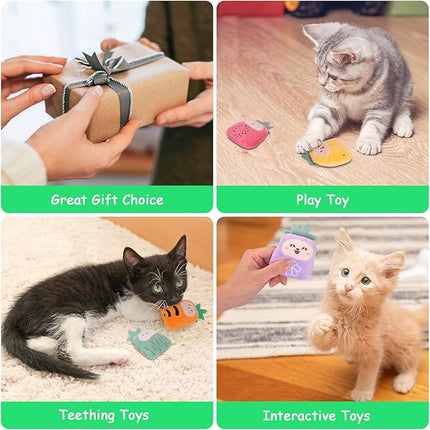 Christmas Cat Toys for Indoor Cats Kitten, Catnip Kitty Toys Pineapple 6Pcs, Interactive Cat Nip Chew Kicker Toy for All Pet Breed