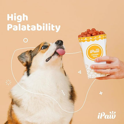 iPaw Chicken Tots Dog Treats for Puppy Training, All Natural Human Grade Dog Treat, Hypoallergenic, Easy to Digest (Chicken Tots), 5 Packs