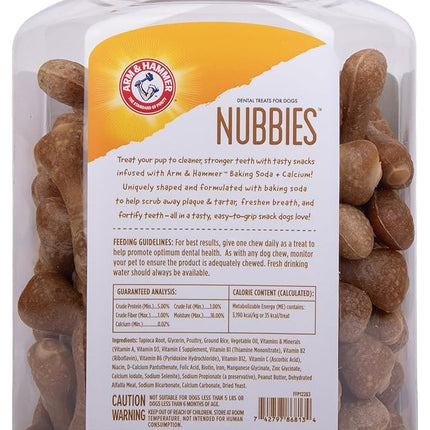 Arm & Hammer for Pets Nubbies Dental Treats for Dogs with Baking Soda and Calcium, Treat Chews Help Fight Bad Breath, Plaque & Tartar, Peanut Butter, Value Bucket, 139 Pcs (Packaging may vary)