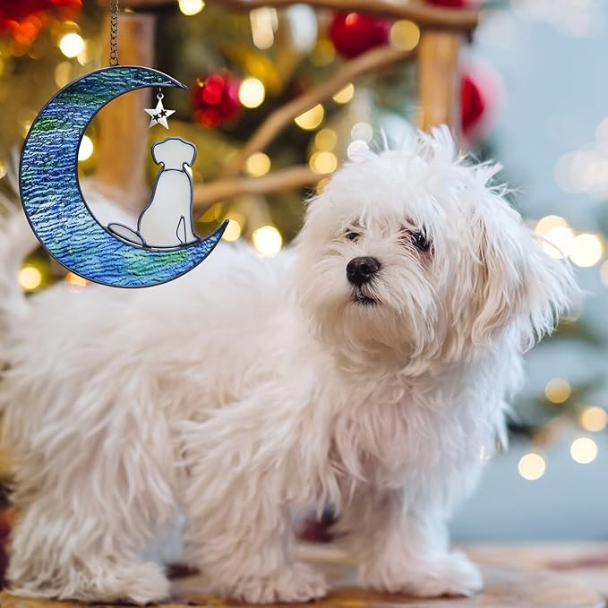 Stained Glass Dog Suncatcher Memorial Gifts for Pet Loss, Window Hanging Decor, Bereavement Gifts in Memory of Dog Passing