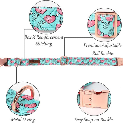 Lionet Paws Valentines Dog Collar Bowtie, Dog Bowtie Collar with Metal Buckle for Dogs, Adjustable Fabric Dogs Collars Girl Boy, M, Neck 13.5-22 in