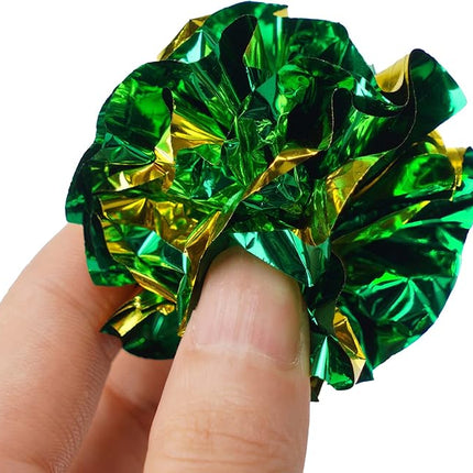 CHIWAVA 24PCS 1.6" Mylar Balls Shiny Crinkle Cat Toys Ball Kitten Crackle Lightweight Play Assorted Color