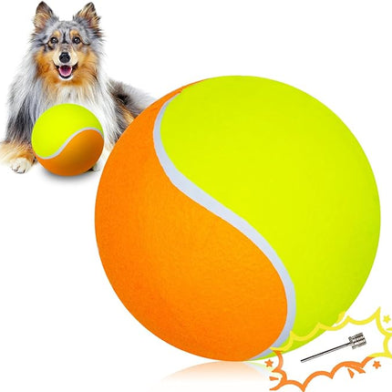 Big Tennis Ball for Dogs, Giant Dog Tennis Ball Toy Large Outdoor Sports Gift for Small Medium Large Dog (Yellow Orange, 9.5 inch)