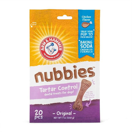 Arm & Hammer for Pets Nubbies Dental Treats for Dogs with Baking Soda & Calcium, Treat Chews Help Fight Bad Breath, Plaque & Tartar, Chicken Dog, Sm Size, 20 Pcs, 24pk (Packaging May Vary)
