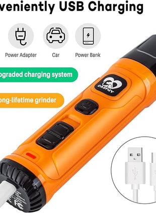 Casfuy Dog Nail Grinder with 2 LED Light - New Version 2-Speed Powerful Electric Pet Nail Trimmer Professional Quiet Painless Paws Grooming & Smoothing for Small Medium Large Dogs and Cats (Orange)