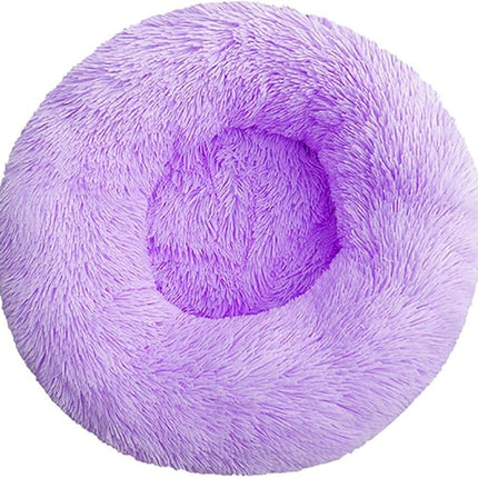 Purrfect Cat Beds - Washable 20 inches, Anti-Anxiety Round Plush Faux Fur, Thick Bottom (Purple, Medium) - Suitable for Indoor Cats & Small/Medium Dogs