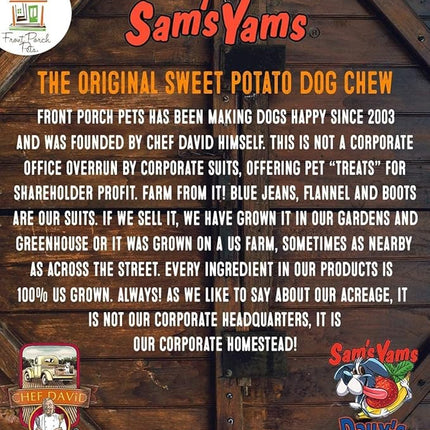 Sams Yams Sweet Potato Dog Treats, Healthy Dog Treats for Large Dogs - Sweet Potato Dog Treats Made in USA, High Fiber, Vegan Dental Chews - Big Boyz, Sweet Potato Dog Chewz, 15oz (Pack of 6)