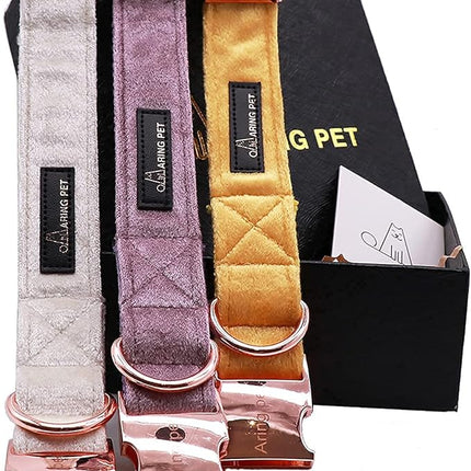 ARING PET Velvet Dog Collar and Leash Set, Soft Purple Dog Collar and Leash, Adjustable Collars for Dogs