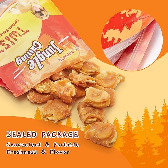 Jungle Calling Chicken Wrapped Banana Dog Treats – Healthy Low-Fat, Grain-Free Training Snacks with Natural Fiber for Small and Medium Dogs, 10.6 oz