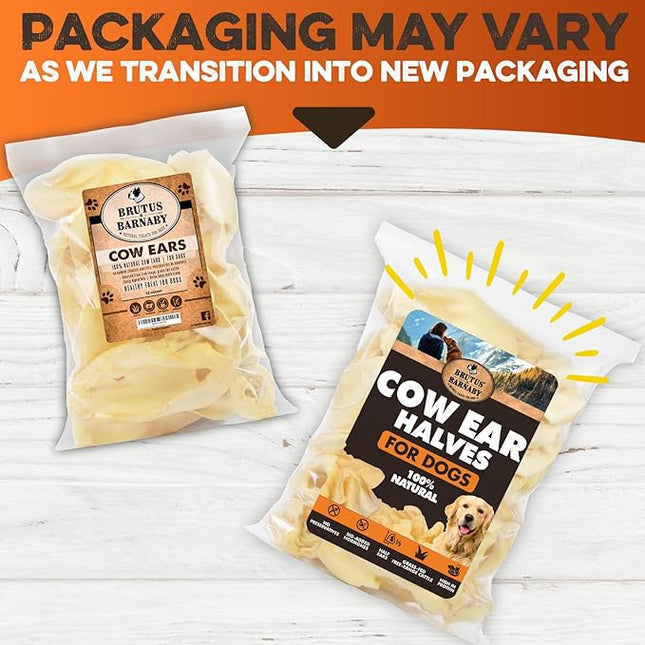 BRUTUS & BARNABY Cow Ears for Dogs – Halves 12 ct, Thick Cut, Grass-Fed Angus Beef, All-Natural No-Rawhide Dog Treat Alternative