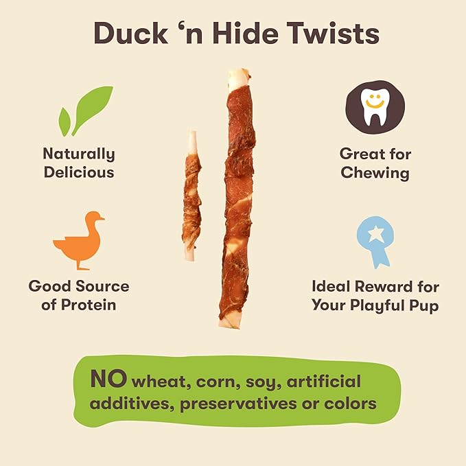 Pet 'n Shape Hide Twists – Duck Wrapped Rawhide Dog Treats - Small Twist - 2 Pounds