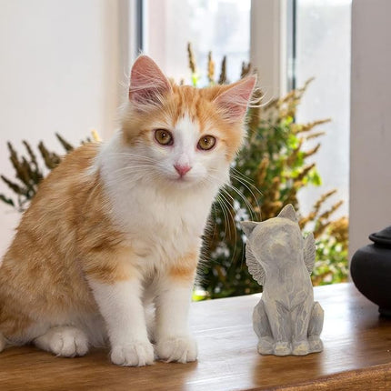 Cat Angel Memorial Figurine, Gray, Resin Sculpture for Cat Lovers, Pet Loss Gift, Hand-Painted