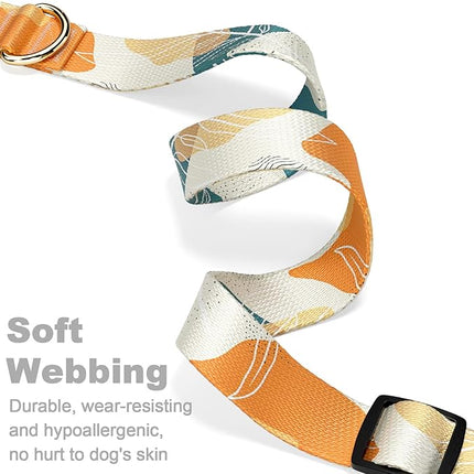 Rnivvi Dog Collar for Small Dogs, Cute Heavy Duty Adjustable Puppy Collar with Quick Release Buckle for Boy Girl & Female, Pet Accessories for Walking Running, S Length 3/4" Width, Abstract Leaves