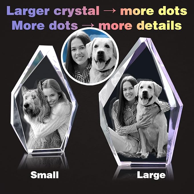 Personalized Dog Memorial Gifts, Custom Pet 3D Crystal Photo,Pet Memorial,3D Engraved Crystal Keepsake Gift, Dog Photo Frame,Personalized Gift for Birthday