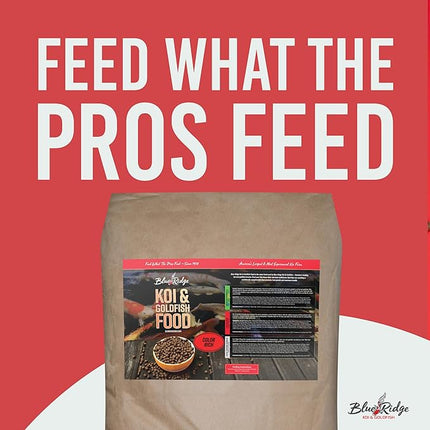 Blue Ridge Koi Fish Food 50lb - Koi Food Color Growth Formula, Goldfish Food, Premium Fish Food for Ponds, Ponds Fish Food, Floating Pond Pellets