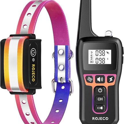 ROJECO Dog Training Collar with 3300FT Remote,IPX7 Waterproof Rechargeable Shock Collar for Large Medium Small Dogs,3 Safe Training Modes with Beep,Vibration and Shock,Adjustable Electronic Dog Collar