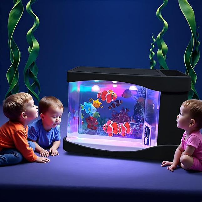 Lightahead Artificial Mini Aquarium A Sensory Multi Colored LED Swimming Fish Tank with Bubbles