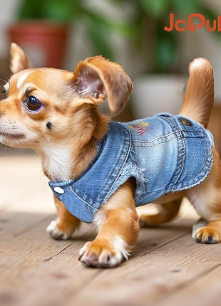Birthday Gift Boy Dog Jeans Jacket Denim Pet Coat for Puppy Small Dogs Classic Overalls Male Cat Costumes Washed Vest Clothes Outfit T-Shirts (X-Large)