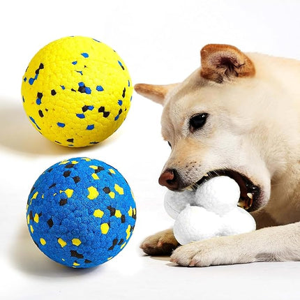 3.9'' Dog Balls Tennis Ball for Aggressive Chewers, Atom Teething Balls Dog Chew Toys for Large Medium Small Dogs and Puppies, 3 Pack