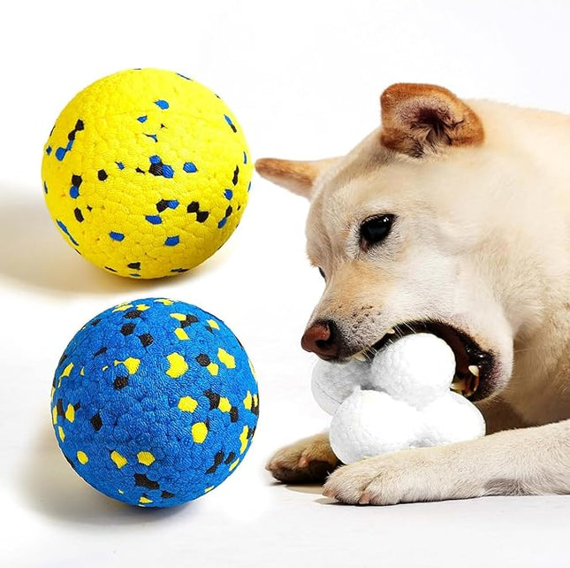 3.9'' Dog Balls Tennis Ball for Aggressive Chewers, Atom Teething Balls Dog Chew Toys for Large Medium Small Dogs and Puppies, 3 Pack