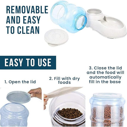 Zento Deals Automatic Self-Dispensing Pet Feeder Premium Quality Replenish Eating Bowl Storage Container Self Feeding Gravity 3.5 liters (Feeder)