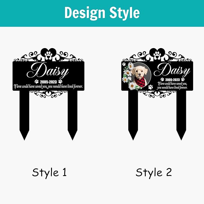 Custom Pet Grave Markers Dog | Custom Pet Headstones for Dogs | Best Memorial Gifts to Tribute Your 4-Legged Companions | Personalized Grave Marker for Furry Friends with Flower Picture Frame